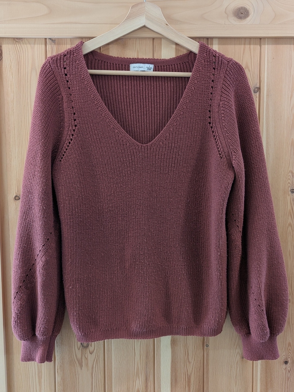 Gentle Fawn V-Neck Balloon Sleeve Sweater - Mauve - Picture 2 of 8
